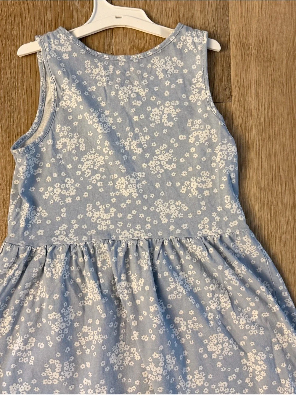 H&M Girl's Size 6X/7 Light Blue Tank Dress With White Floral Pattern